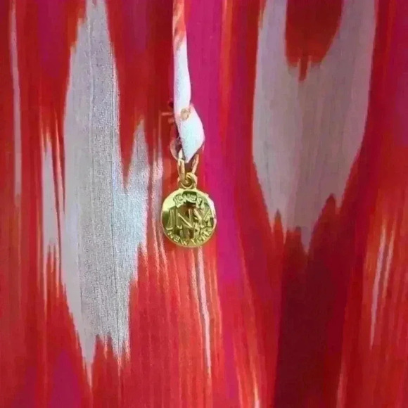 JONES NEW YORK | Women's Orange/Pink/White Abstract Sheer Long Flowy Bl… - Picture 2 of 5